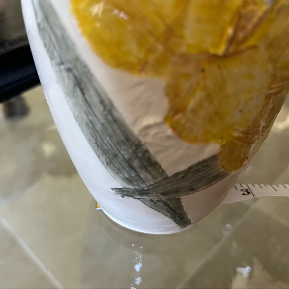 Artisan Signed Pottery Vase Leaf Flower Relief Botanical Art - Picture 7 of 11